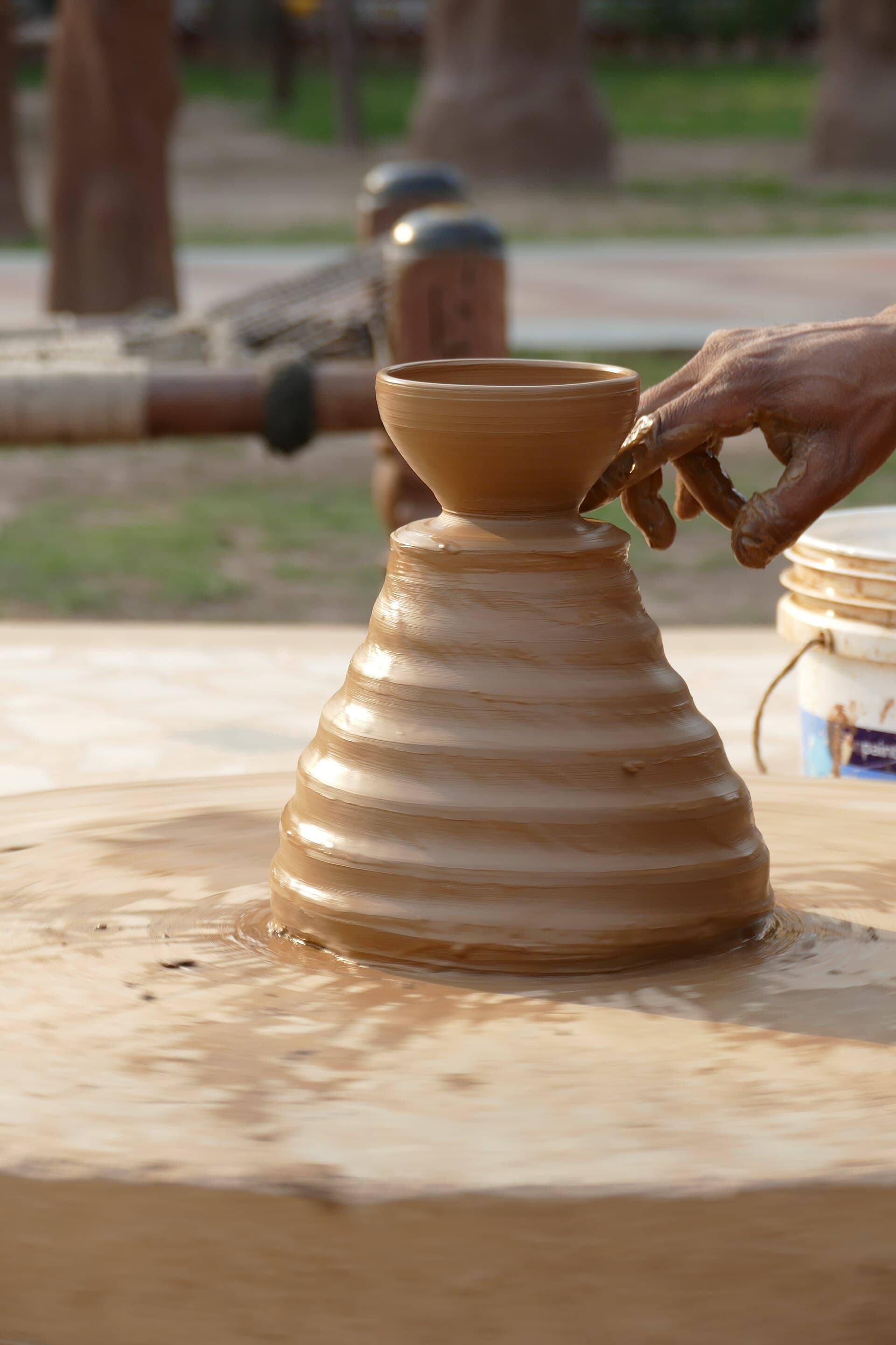 Finished terracotta pottery grouped in a workshop